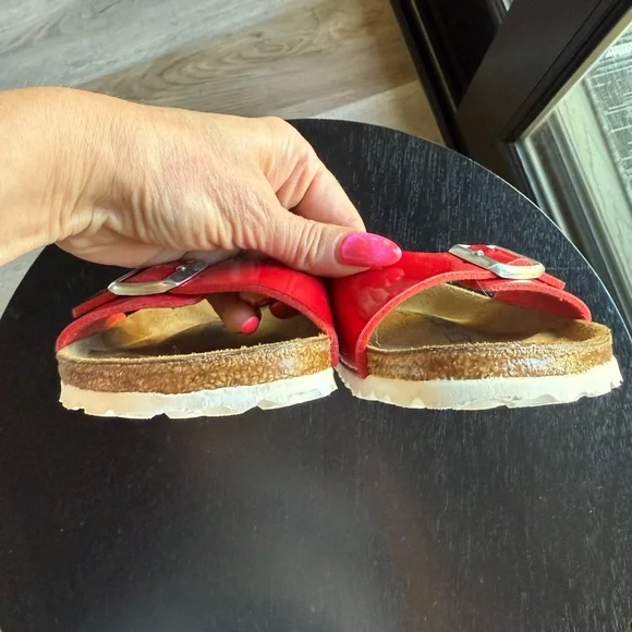 Birkenstock Red Sandals with Cork Footbed and Adjustable Buckle - Picture 5 of 8